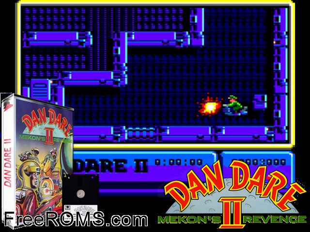 Dan Dare 2 (UK) (1987) [h1] Amstrad CPC game showing 3D box cover and gameplay screenshot